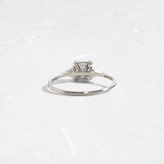 Sterling Silver Ring Three Stone 1.01 CT Asscher Cut Arrow Design | 925 Sterling Silver Ring for Women | Elegant Silver Engagement Ring