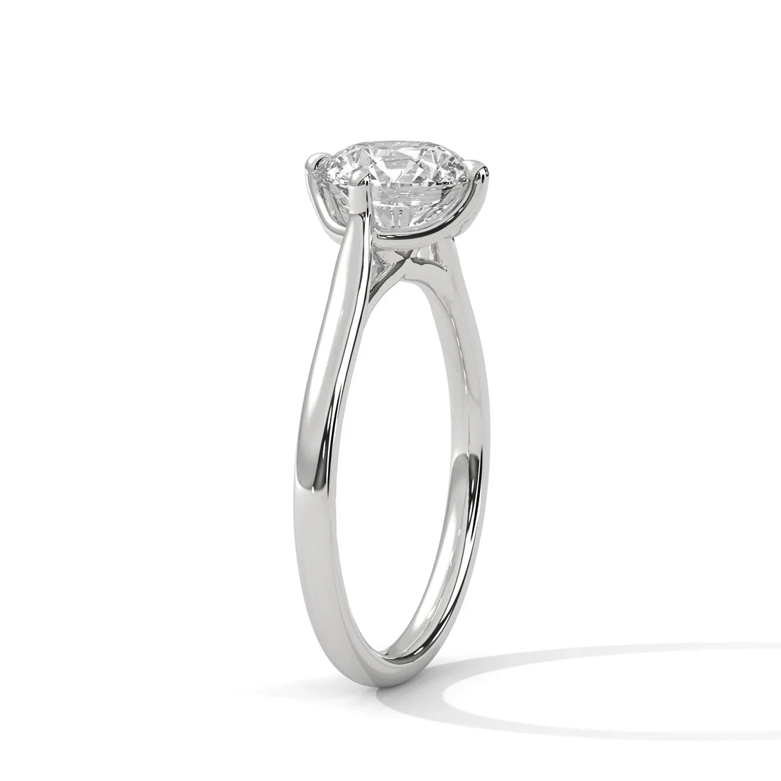 Round-Cut Solitaire Diamond Ring with Classic Four-Prong Setting in 925 Silver