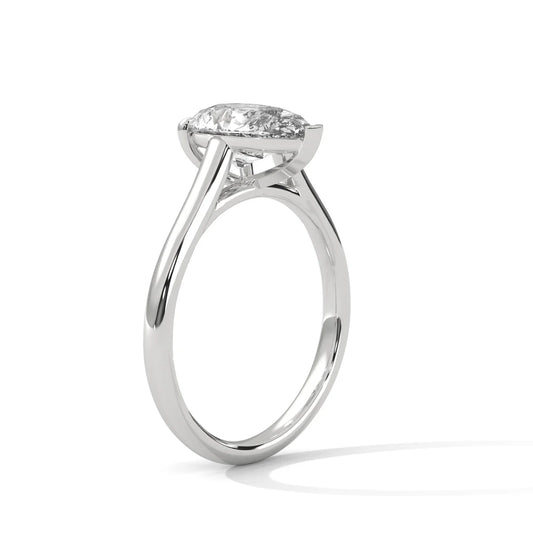 Pear-Shaped Diamond Solitaire Ring | Elegant Prong Setting Engagement Ring in 925 Silver