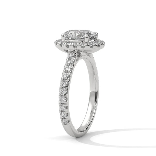 Oval-Cut Diamond Halo Engagement Ring in 925 Silver | Elegant Bridal Fine Jewelry