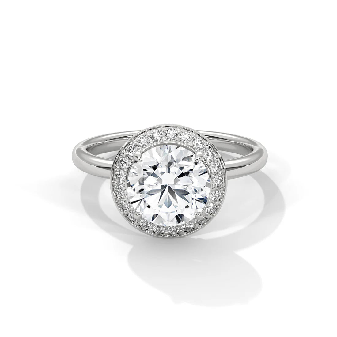 Round-Cut Halo Diamond Engagement Ring in 925 Silver