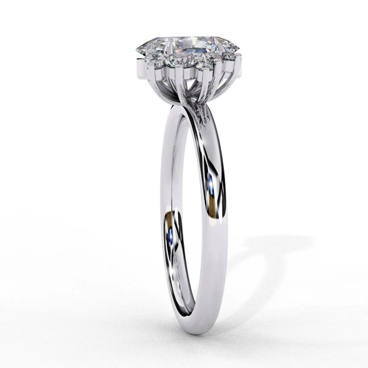 Radiant Floral Cluster Diamond Engagement Ring in 925 Silver