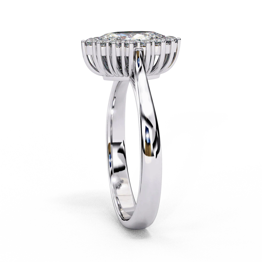 Timeless Marquise Diamond Halo Ring in 925 Silver (1CT)