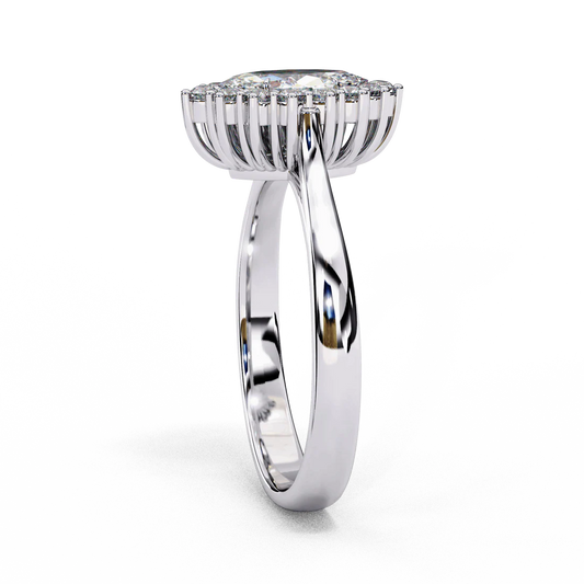 Timeless Marquise Diamond Halo Ring in 925 Silver (1CT)
