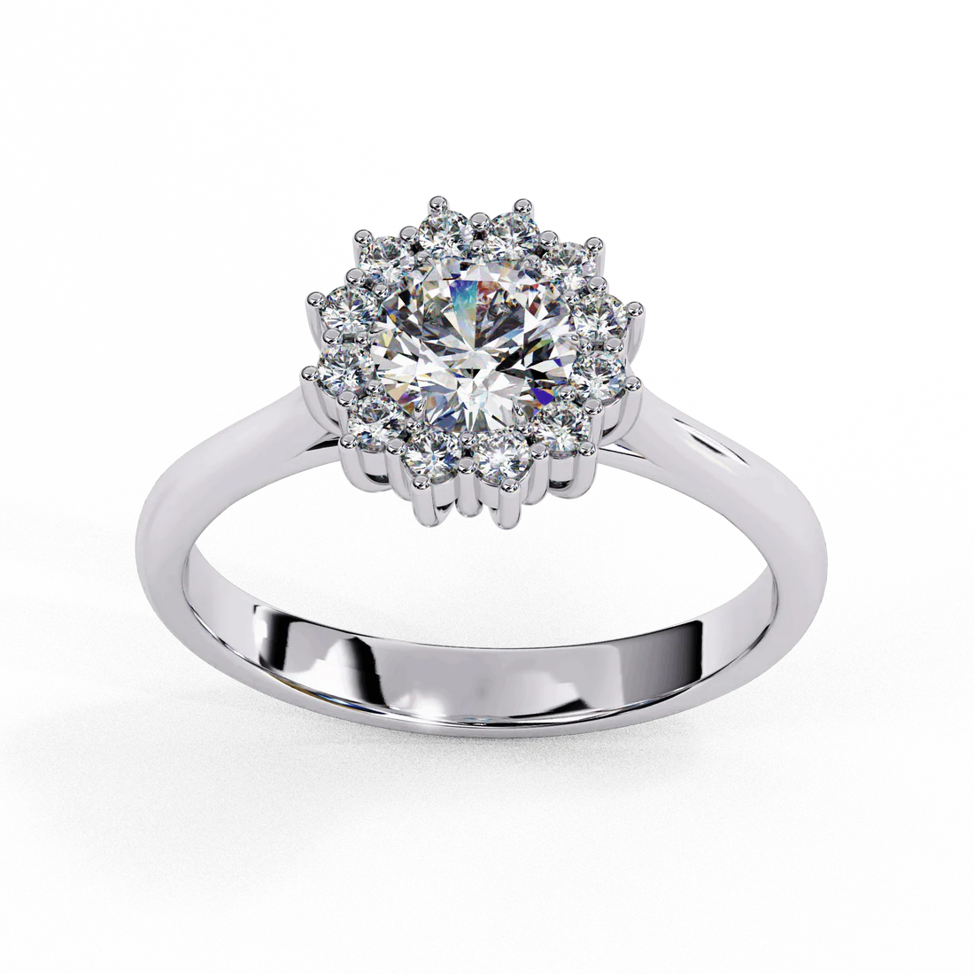 Round-Cut Diamond Halo Ring in Two-Tone 925 Silver
