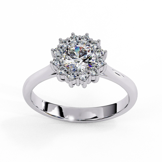 Round-Cut Diamond Halo Ring in Two-Tone 925 Silver