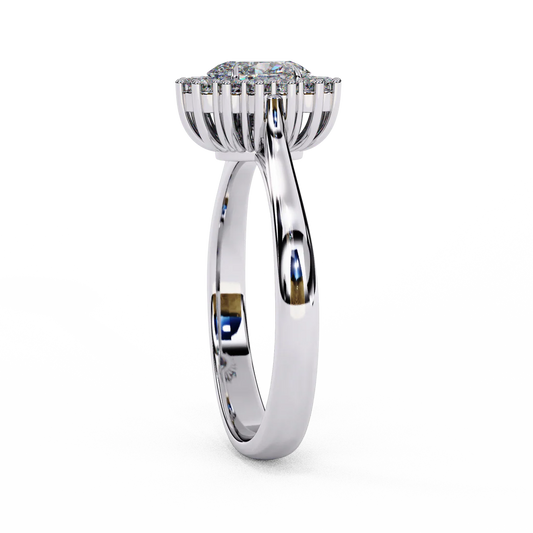 Oval-Cut Diamond Halo Ring | Vintage-Style Gold Wedding Band in 925 Silver