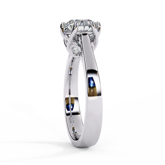 Round Brilliant Solitaire Engagement Ring with Hidden Diamond Accents in 925 Silver