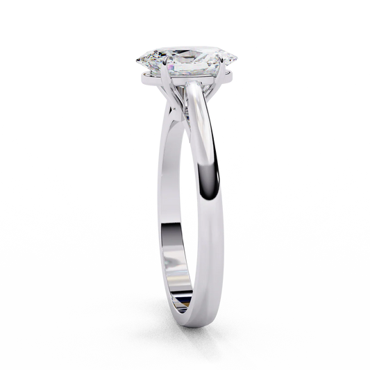 Oval Cut Solitaire Engagement Ring in 925 Silver | Classic Oval Diamond Ring for Women