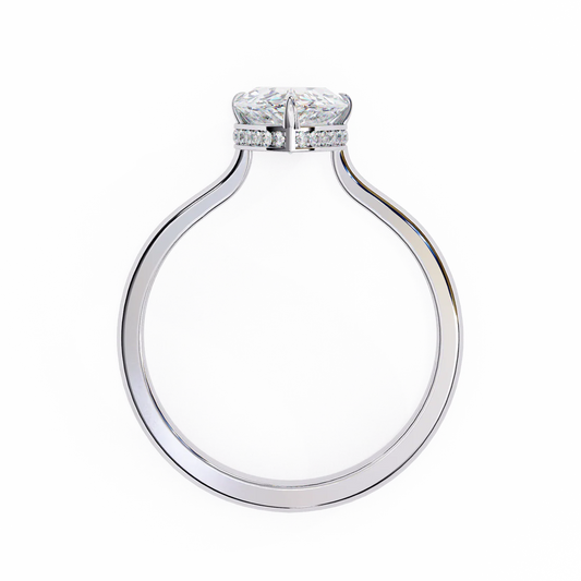 Pear-Shaped Diamond Engagement Ring with Hidden Halo in 925 Silver