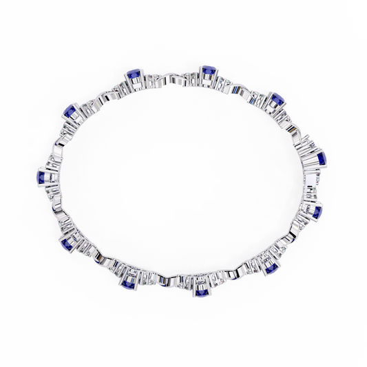 Blue Sapphire and Diamond Infinity Link Bracelet 925 Silver