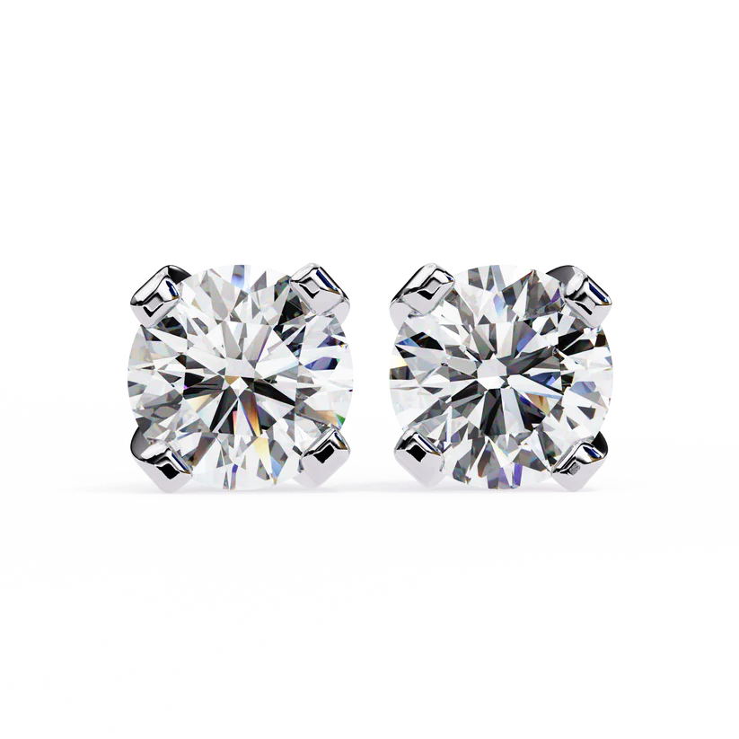 Classic Round-Cut Diamond Stud Earrings 925 Silver