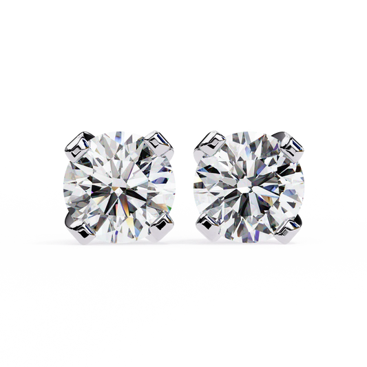 Classic Round-Cut Diamond Stud Earrings 925 Silver