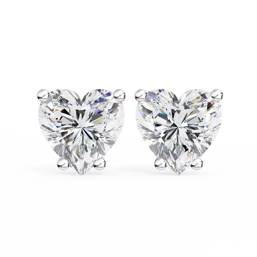 Heart-Shaped Diamond Stud Earrings 925 Silver