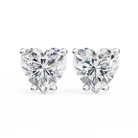 Heart-Shaped Diamond Stud Earrings 925 Silver