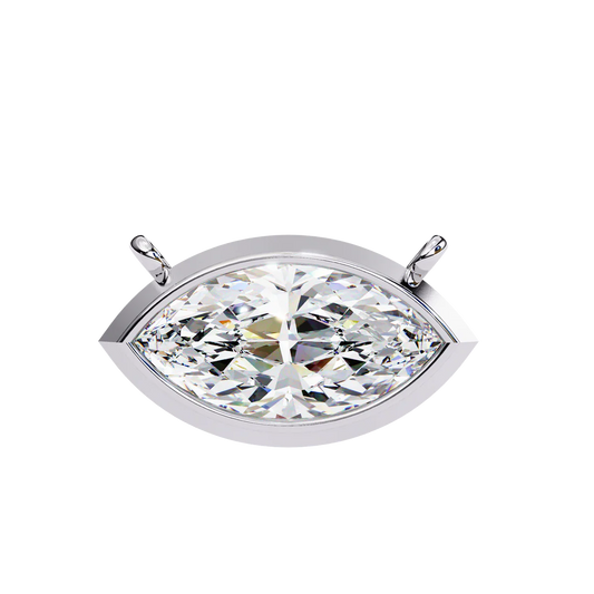 Marquise Diamond Bezel-Set Pendant Necklace – Timeless Elegance in 925 Silver | Minimalist Classic Jewelry (0.70 CT)
