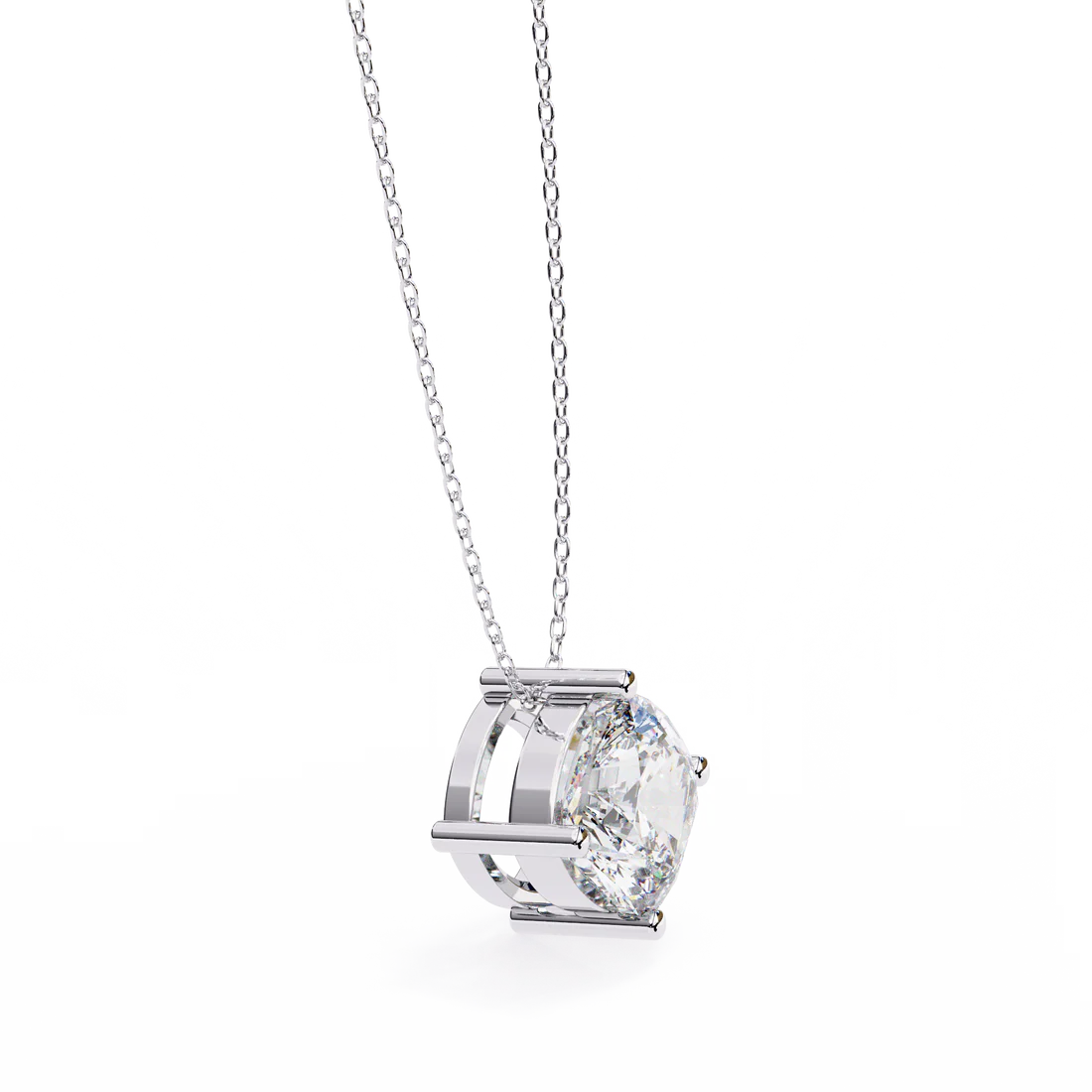 Cushion-Cut Diamond Solitaire Pendant – Delicate Necklace with Timeless Sparkle in 925 Silver (1CT)