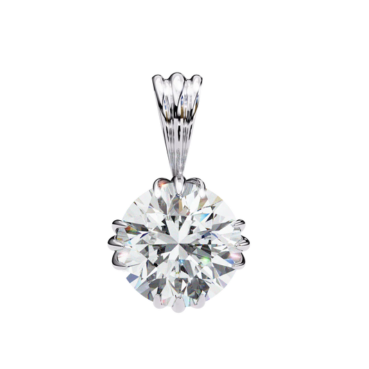 Round Brilliant-Cut Diamond Pendant Necklace – Timeless Floral-Inspired Solitaire in 925 Silver (1CT)