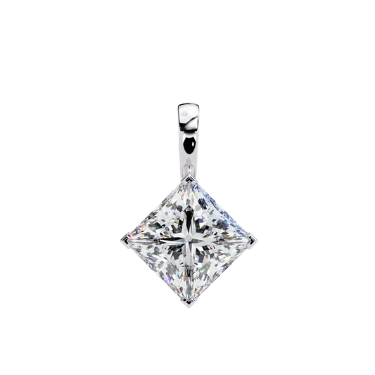 Princess Cut Diamond Pendant Necklace – Timeless Solitaire Pendant in 925 Silver (1CT)