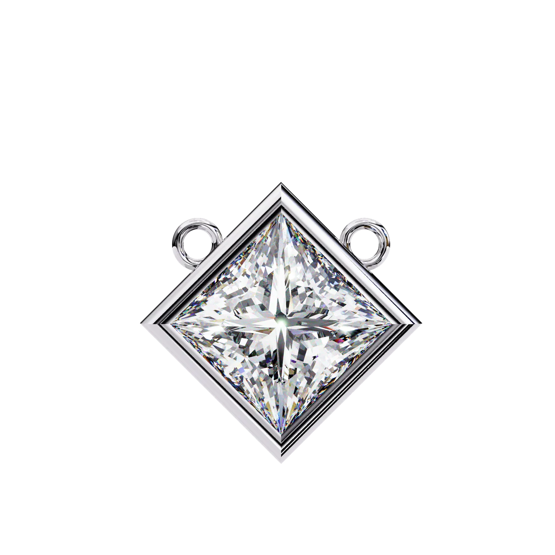 Princess Cut Diamond Bezel Pendant Necklace – Modern Geometric Solitaire in 925 Silver | Elegant Minimal Jewelry (0.70 CT)