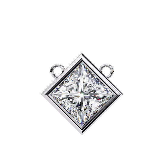 Princess Cut Diamond Bezel Pendant Necklace – Modern Geometric Solitaire in 925 Silver | Elegant Minimal Jewelry (0.70 CT)