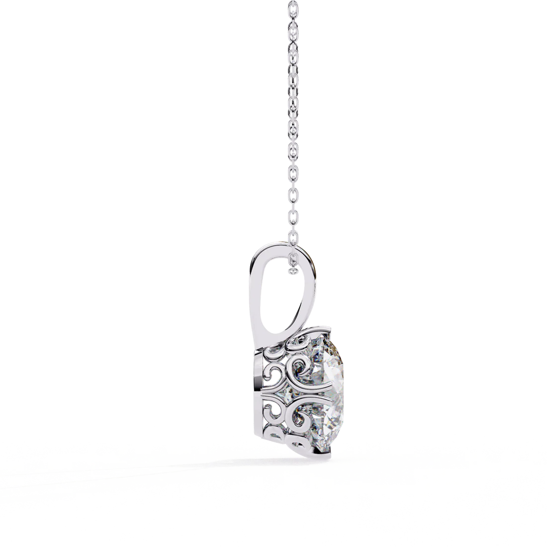 Timeless Solitaire Round Diamond Pendant – Minimalist Elegance in 925 Silver (1 CT)