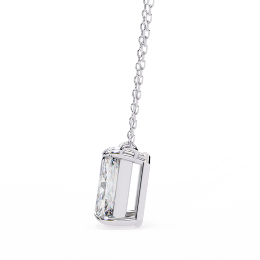 Emerald-Cut Diamond Solitaire Pendant Necklace – Timeless Radiance in 925 Silver | Elegant Minimalist Jewelry (0.70 CT)