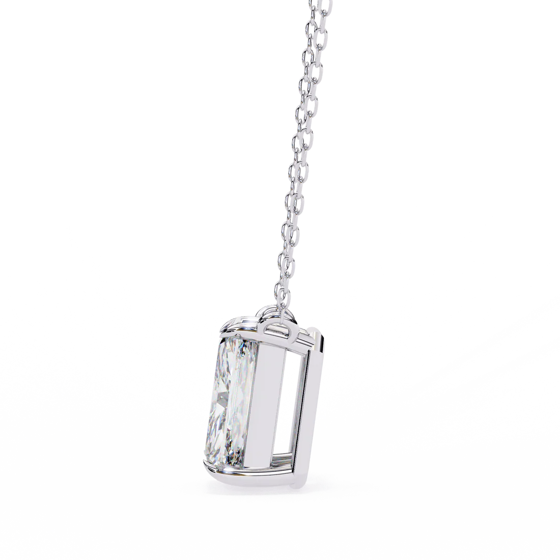 Emerald-Cut Diamond Solitaire Pendant Necklace – Timeless Radiance in 925 Silver | Elegant Minimalist Jewelry (0.70 CT)
