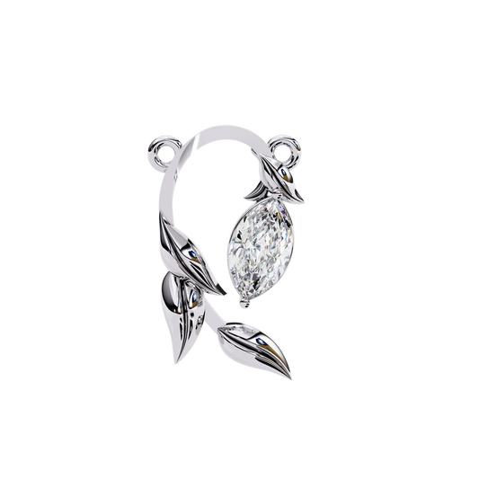 Nature-Inspired Leaf Pendant with Marquise Diamond – Elegant Jewelry Gift in 925 Silver | Floral Design Necklace (0.70 CT)