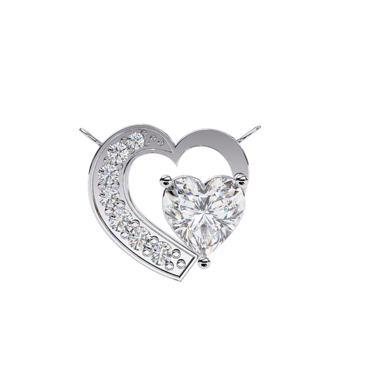 Heart-Shaped Diamond Pendant | Elegant Gold Heart Necklace in 925 Silver | Romantic Minimal Jewelry (0.70 CT)