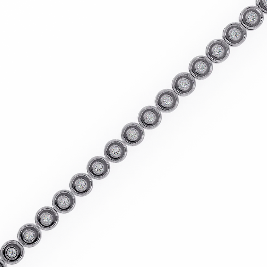 Elegant Tennis Bracelet With Round Diamonds In Bezel Settings 925 Silver