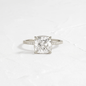 Whisper Ring with Pave Band 2 CT Cushion Cut Diamond in 925 Sterling Silver | Minimalist Engagement Ring