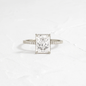 Whisper Ring with Pave Band 2 CT Radiant Cut Diamond in 925 Sterling Silver | Minimalist Engagement Ring