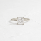 Whisper Ring with Pave Band 1.5 CT Princess Cut Diamond in 925 Sterling Silver | Minimalist Engagement Ring