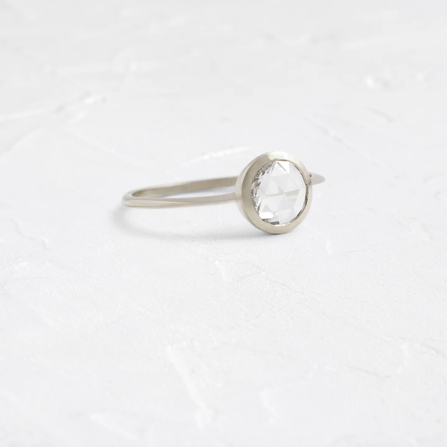 Edifice Ring 0.8 CT Rose Cut Diamond in 925 Sterling Silver | Modern Bezel Set Engagement Ring