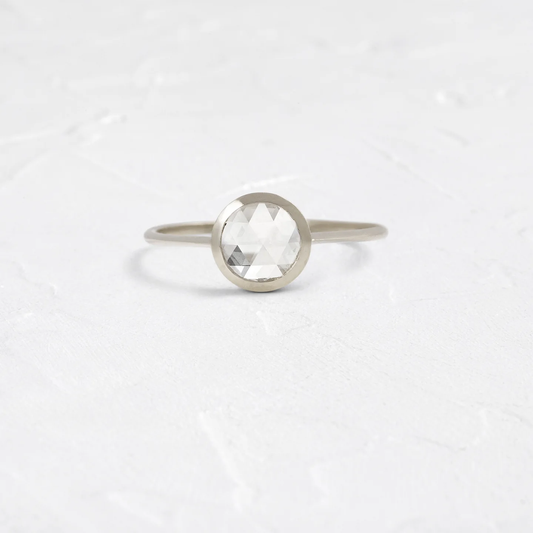 Edifice Ring 0.8 CT Rose Cut Diamond in 925 Sterling Silver | Modern Bezel Set Engagement Ring