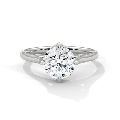 Round-Cut Solitaire Diamond Ring with Classic Four-Prong Setting in 925 Silver