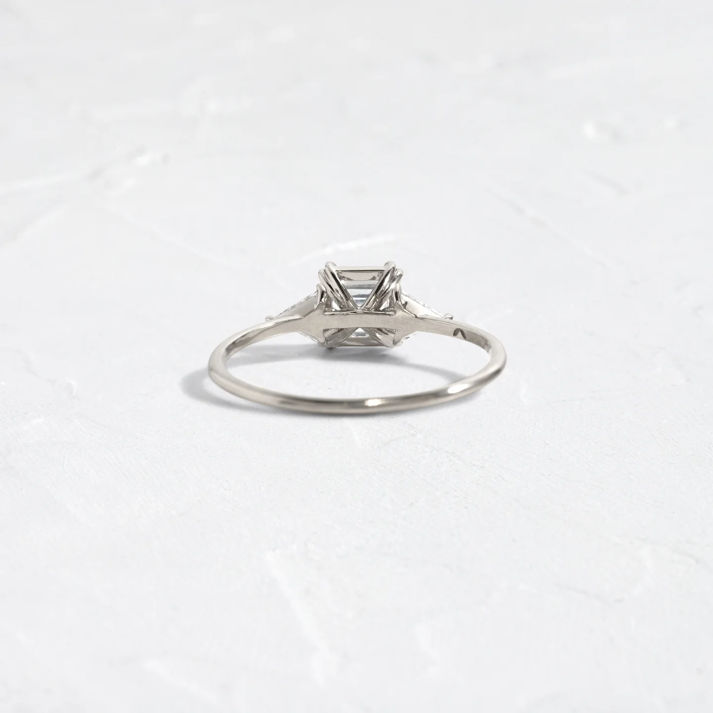 Sterling Silver Ring Three Stone 1.01 CT  Asscher Cut Arrow Design | 925 Sterling Silver Ring for Women | Elegant Silver Engagement Ring