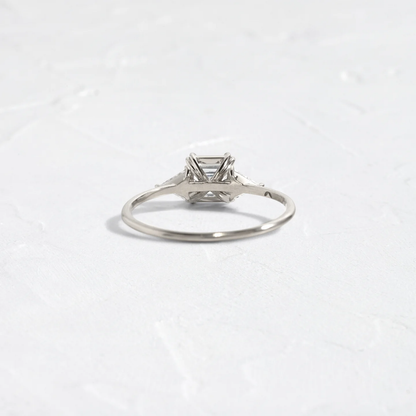 Sterling Silver Ring Three Stone 1.01 CT  Asscher Cut Arrow Design | 925 Sterling Silver Ring for Women | Elegant Silver Engagement Ring