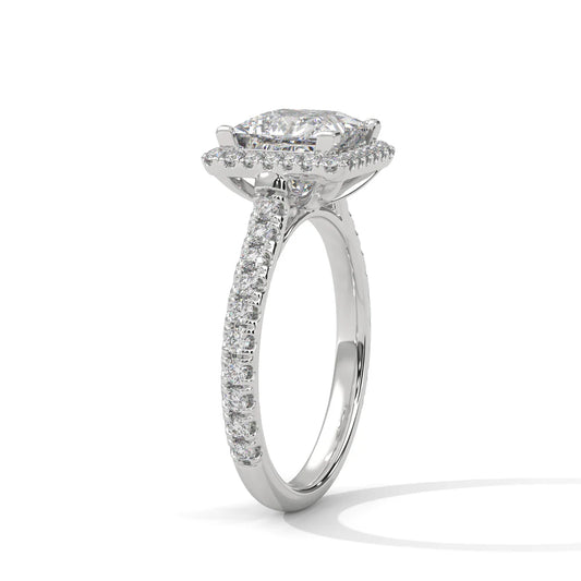 Square Halo Princess-Cut Diamond Ring in 925 Silver