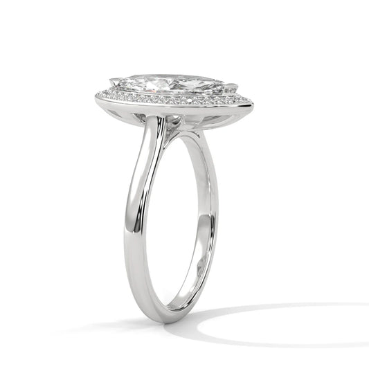 Timeless Marquise Halo Diamond Ring | Classic Bridal Jewelry in 925 Silver (1CT)
