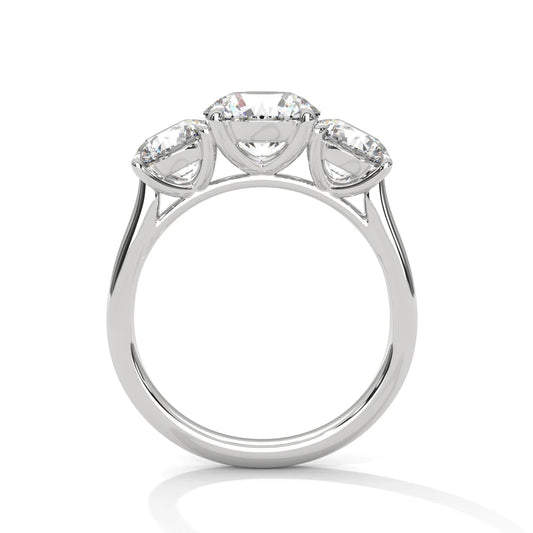 Stunning Three-Stone Round Diamond Engagement Ring in 925 Silver