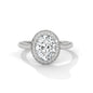 Oval-Cut Diamond Halo Ring with Dazzling Pavé Band for Timeless Elegance in 925 Silver