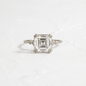 Pictorial Ring in 925 Sterling Silver with 3 CT Asscher Cut Diamond | Vintage Inspired Sterling Silver Statement Ring
