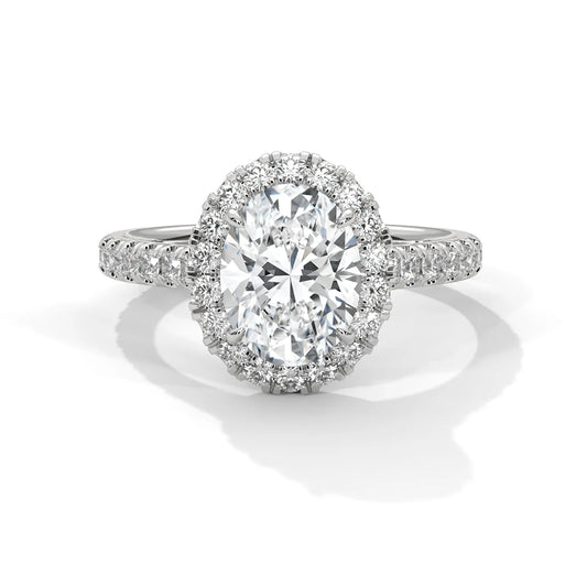 Oval-Cut Diamond Halo Engagement Ring in 925 Silver | Elegant Bridal Fine Jewelry