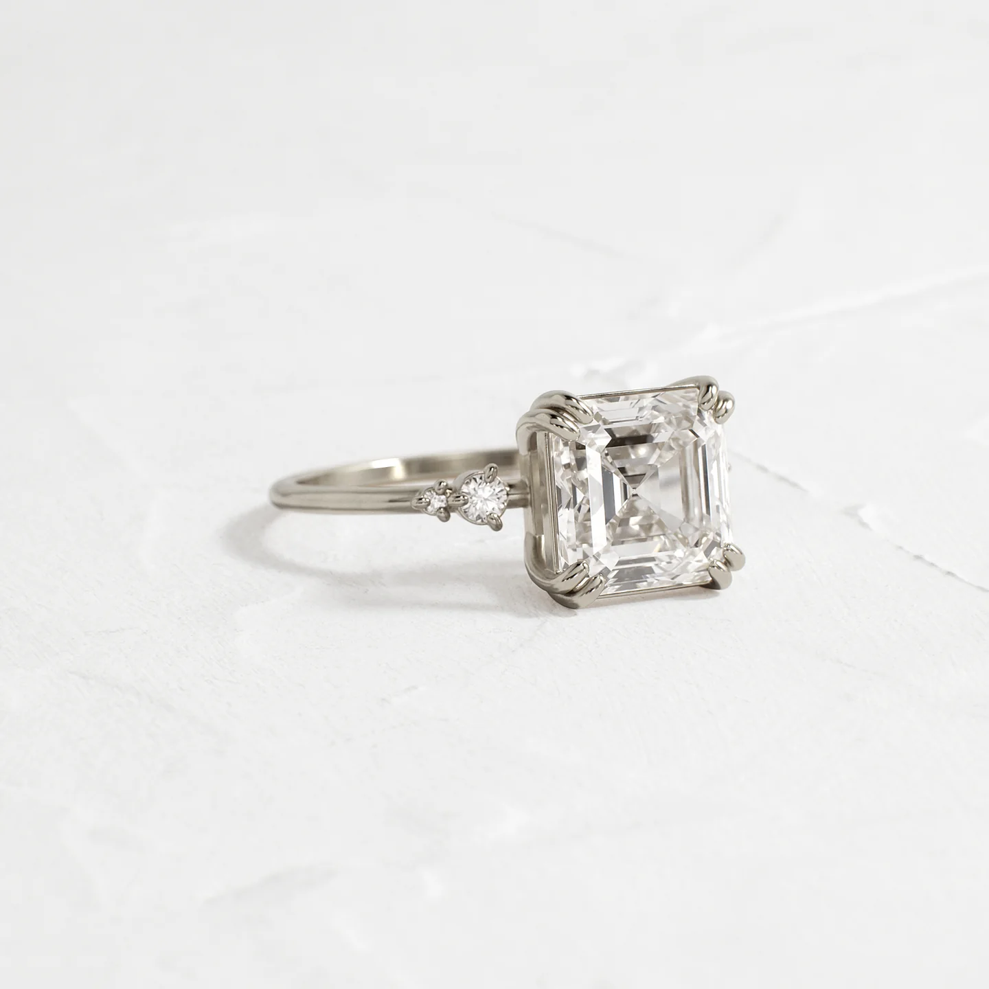 Pictorial Ring in 925 Sterling Silver with 3 CT Asscher Cut Diamond | Vintage Inspired Sterling Silver Statement Ring