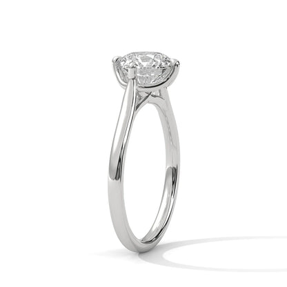 Round-Cut Solitaire Diamond Ring with Classic Four-Prong Setting in 925 Silver