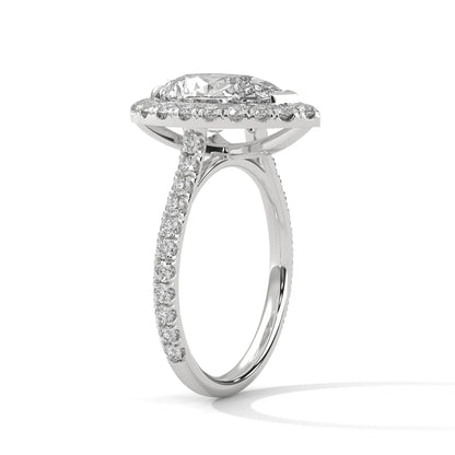 Pear-Cut Diamond Halo Engagement Ring with Hidden Halo in 925 Silver