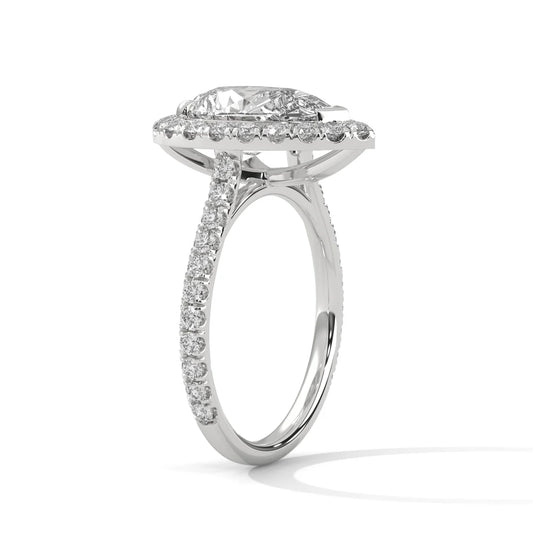 Pear-Cut Diamond Halo Engagement Ring with Hidden Halo in 925 Silver