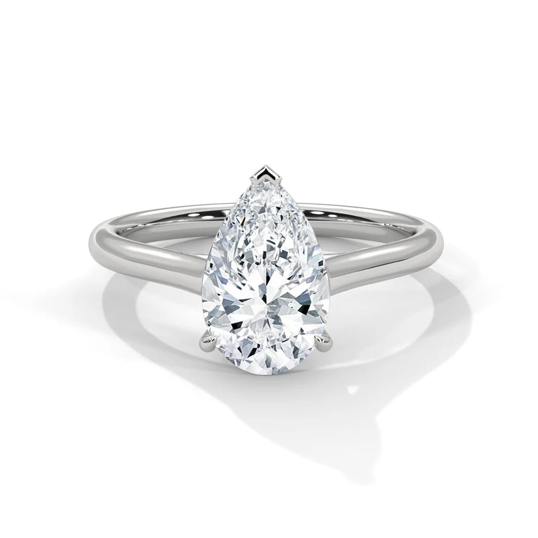 Pear-Shaped Diamond Solitaire Ring | Elegant Prong Setting Engagement Ring in 925 Silver